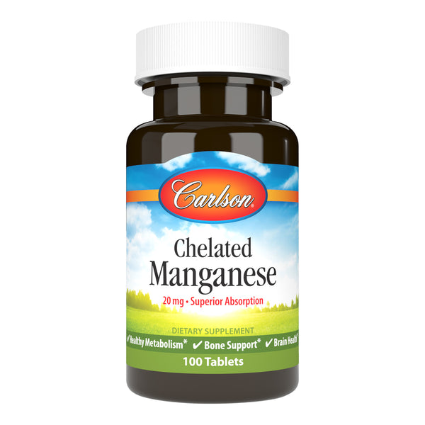 Chelated Manganese 20 mg (Carlson Labs) Front