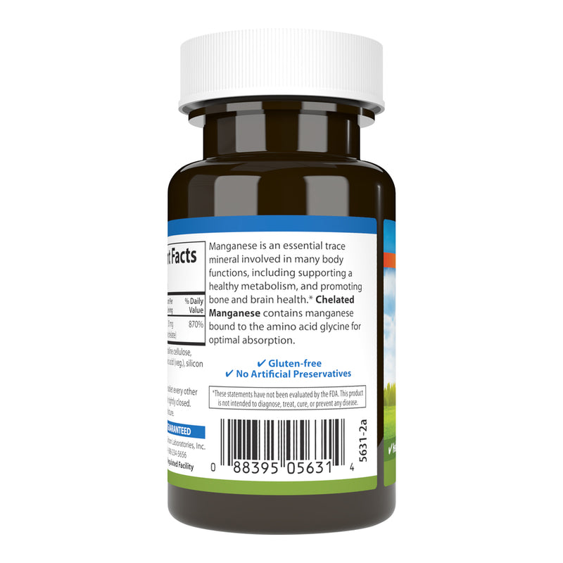 Chelated Manganese 20 mg (Carlson Labs) Side-1