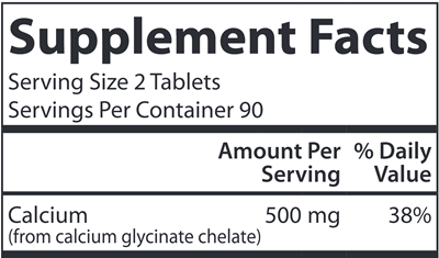 Chelated Calcium 500 mg (Carlson Labs) Supplement Facts