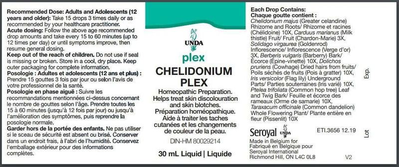 Chelidonium Plex (UNDA) Label