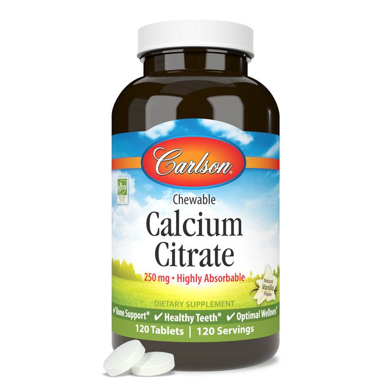 Chewable Calcium Citrate 250 mg (Carlson Labs) Front