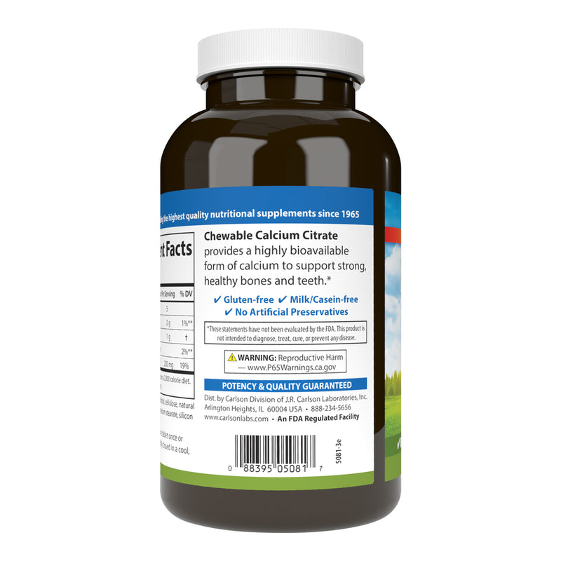 Chewable Calcium Citrate 250 mg (Carlson Labs) Side-1