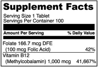 Chewable B12 MC DaVinci Labs Supplement Facts