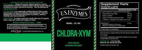 ChloraXym Master Supplements (US Enzymes) Label