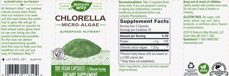 Chlorella 410 mg (Nature's Way) Label