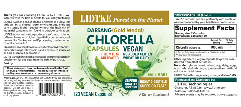 Chlorella Capsules (Lidtke) Label
