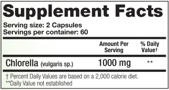 Chlorella Capsules (Lidtke) supplement facts
