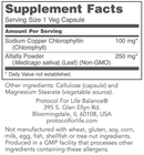 chlorophyll 100 mg (protocol for life balance) supplement facts