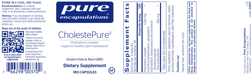 CholestePure 180 Caps Pure Encapsulations Label