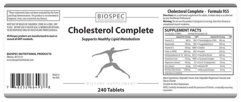 Cholesterol Complete (Biospec Nutritionals) Label