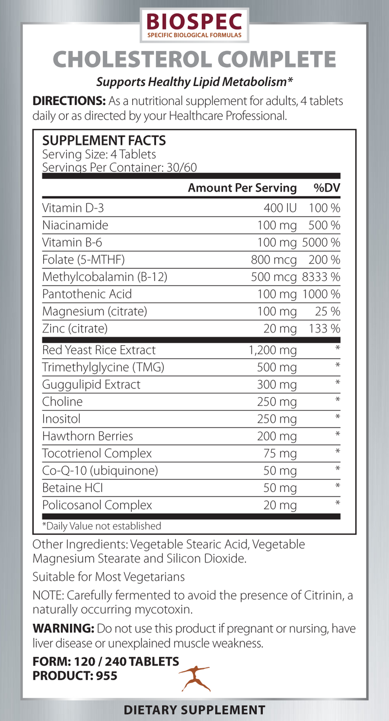 Cholesterol Complete (Biospec Nutritionals) Supplement Facts