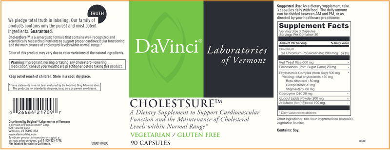 Cholestsure DaVinci Labs Label