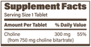 choline sr (endurance product company) supplement facts