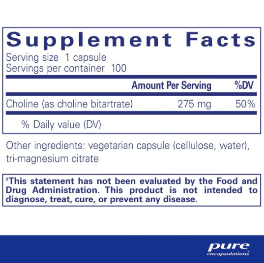 Choline (bitartrate) (Pure Encapsulations) Supplement Facts