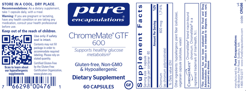 ChromeMate GTF 600 - 60ct CAPSULES - (Pure Encapsulations) Label