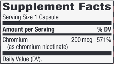 Chromium GTF 200 mcg (Nature's Way) Supplement Facts
