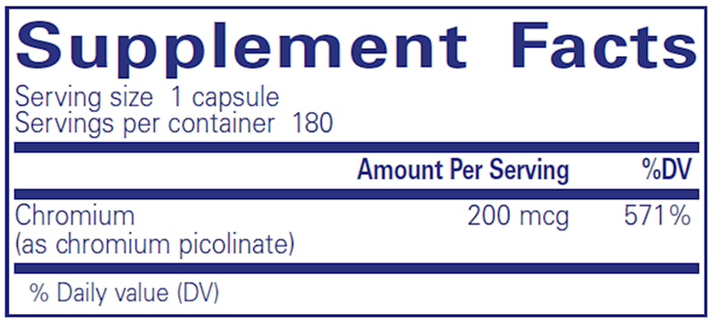 Chromium (picolinate) 200 mcg (Pure Encapsulations) 180ct Supplement Facts