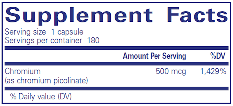 Chromium (picolinate) 500 mcg 180 Caps (Pure Encapsulations) Supplement Facts