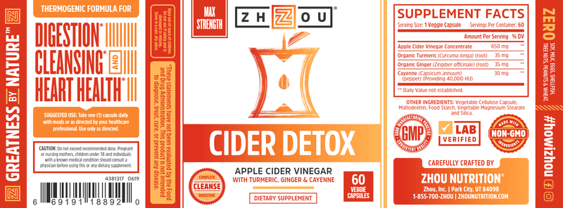 Cider Detox (ZHOU Nutrition) Label