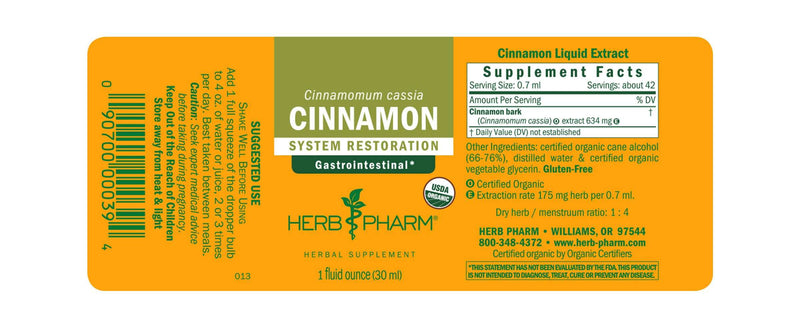 Cinnamon (Herb Pharm) Label