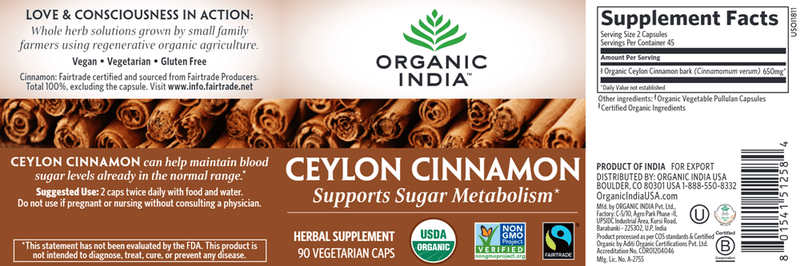 Cinnamon (Organic India) Label