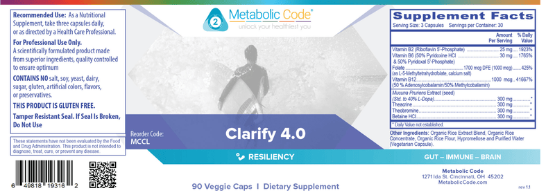 Clarify 4.0 (Metabolic Code) Label