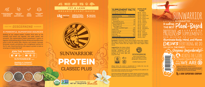 Classic Plus Vanilla (Sunwarrior) Label