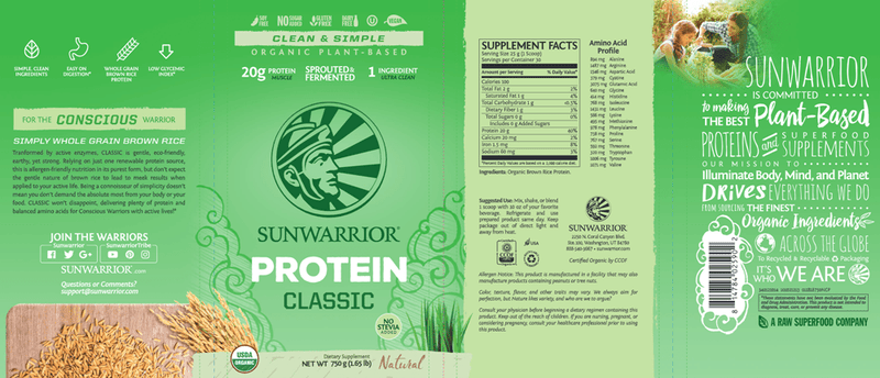 Classic Protein Natural (Sunwarrior) Label