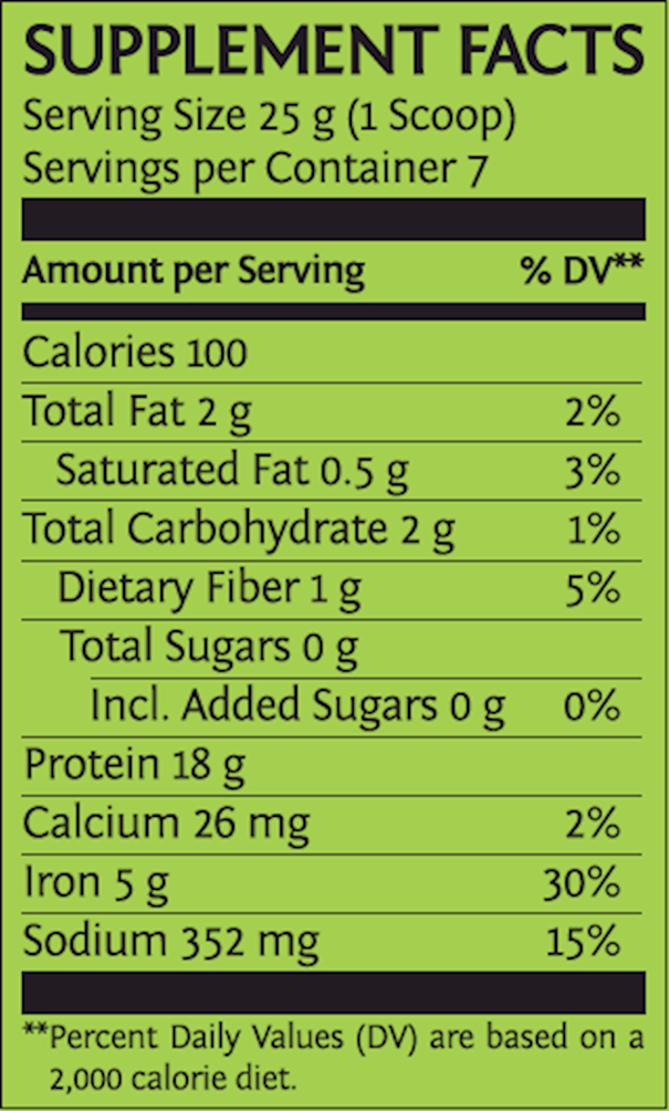 Clean Greens and Protein Vanilla (Sunwarrior) Supplement Facts
