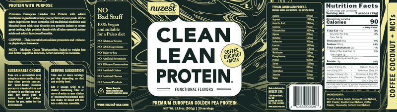 Clean Lean Protein Coffee MCTs NuZest Label