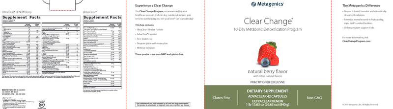 Clear Change 10-Day Detox Berry (Metagenics) Label