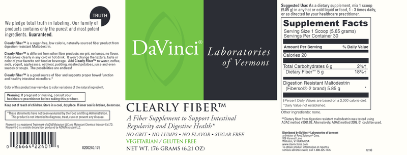 Clearly Fiber DaVinci Labs Label
