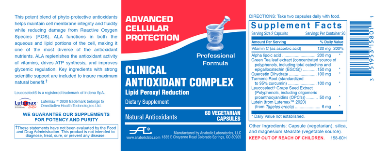 Clinical Antioxidant Complex (Anabolic Laboratories) Label