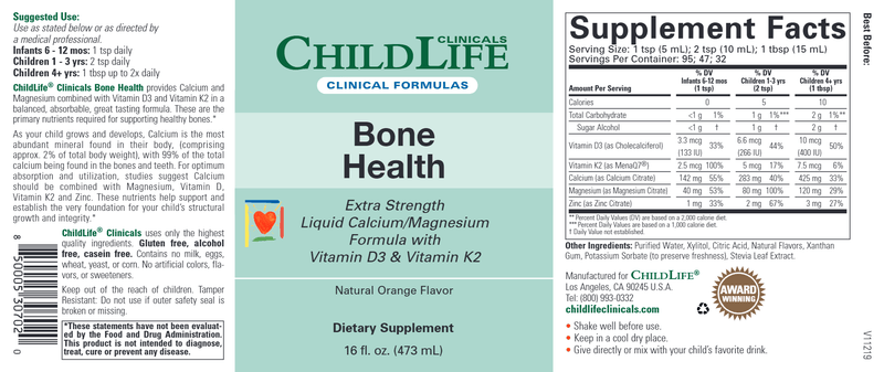 Clinicals Bone Health (ChildLife Clinicals) Label
