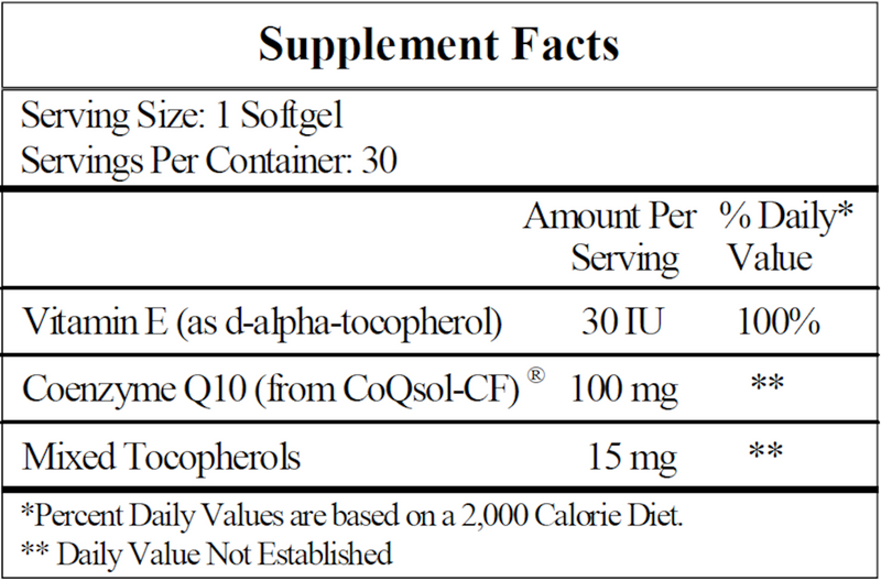 Co-Enzyme Q10 100 mg (Ecological Formulas) Supplement Facts