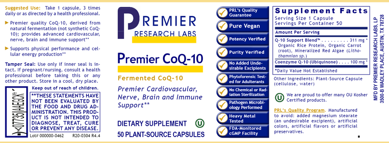 CoQ-10 Premier (Premier Research Labs) Label