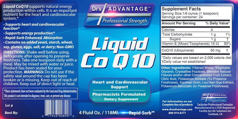 CoQ10 (Drs Advantage) Label