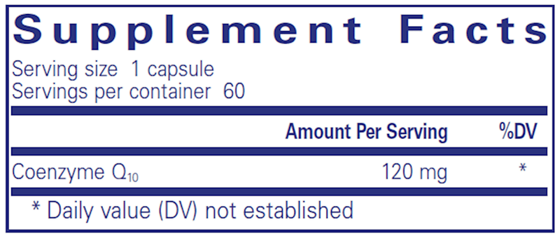 CoQ10 120 Mg. (Pure Encapsulations) 60ct Supplement Facts