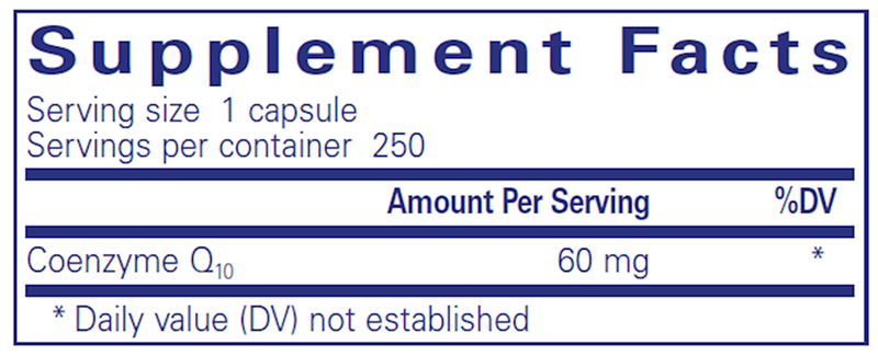 CoQ10 60 Mg. (Pure Encapsulations) 250ct Supplement Facts