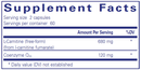 coq10 l-carnitine fumarate supplement facts
