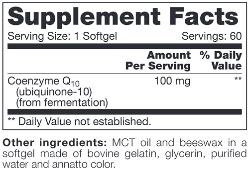CoQ10 SAP Softgels (NFH Nutritional Fundamentals) Supplement Facts