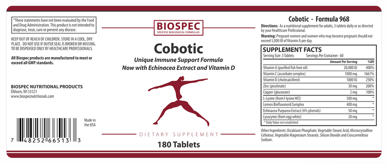 Cobotic Immune Support (Biospec Nutritionals) Label