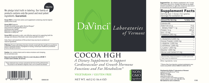 Cocoa HGH DaVinci Labs Label