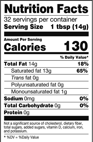 Coconut Oil (Omega Nutrition) 16oz Nutrition Facts