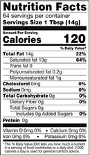 coconut oil (omega nutrition) nutrition facts