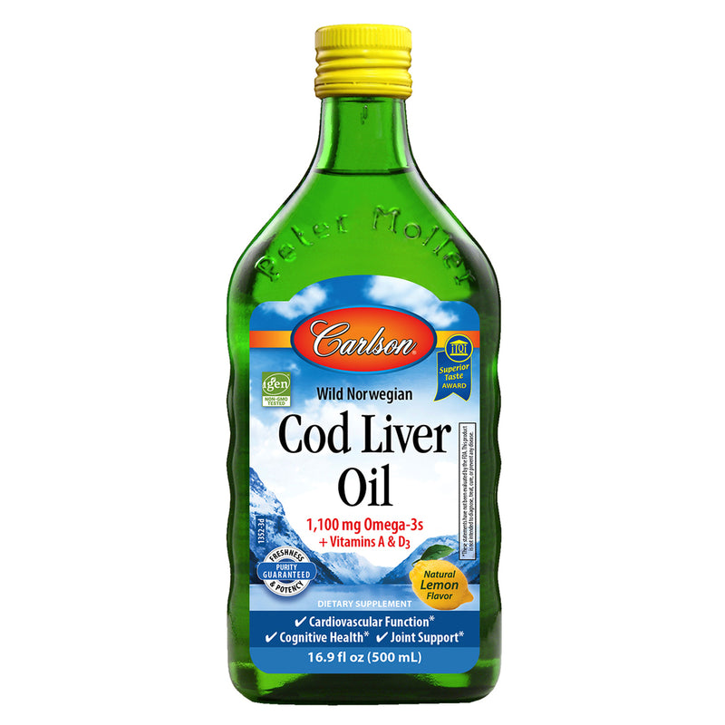 Cod Liver Oil Lemon (Carlson Labs) 16.9oz Front