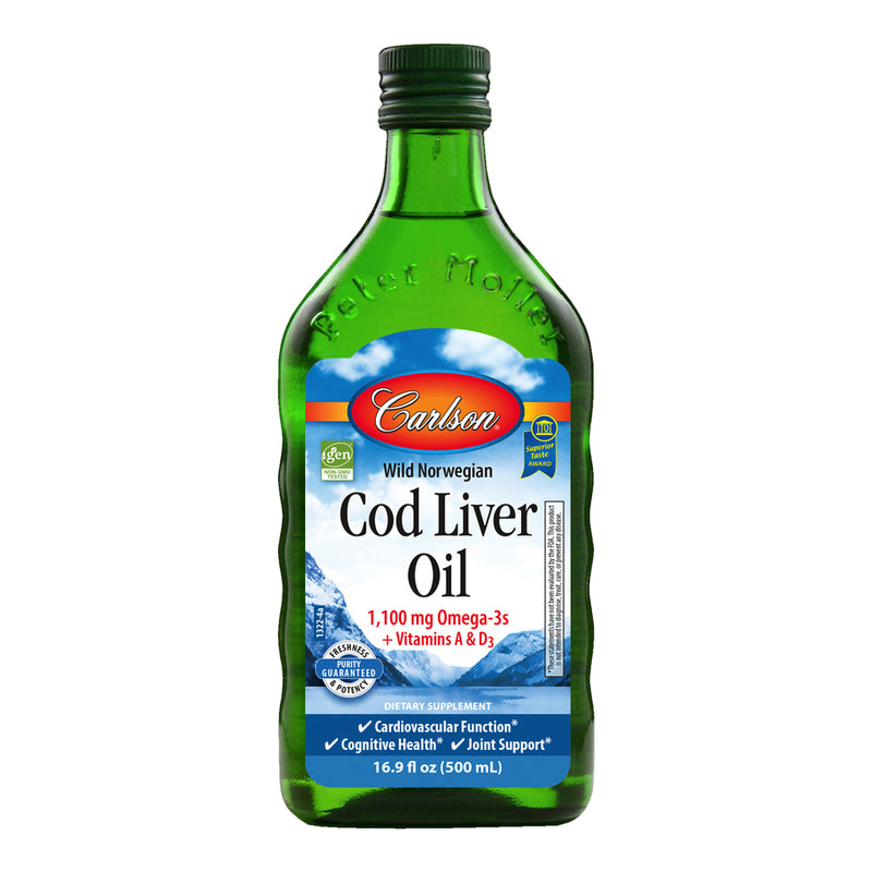 Cod Liver Oil Regular Flavor (Carlson Labs) 16.9oz Front