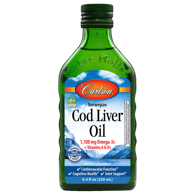 Cod Liver Oil Regular Flavor (Carlson Labs) 8.4oz Front
