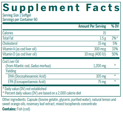 Cod Liver Oil DHA/EPA Forte (Genestra) Supplement Facts