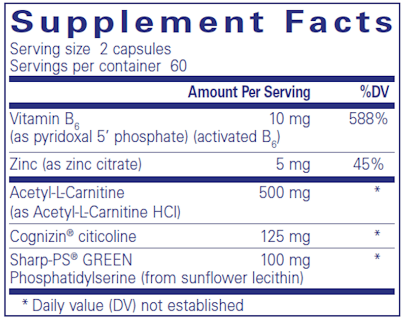 CogniPhos Pure Encapsulations Supplement Facts